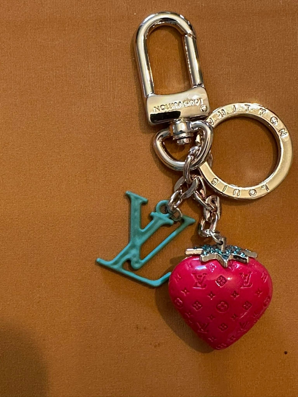 Strawberry and Turquoise LV Charm Key Holder